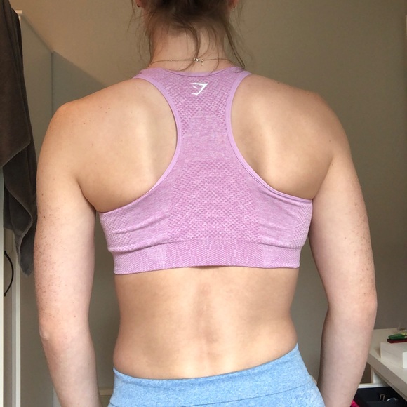 Gymshark Vital Seamless Pink Marl Sports Bra - Picture 2 of 6